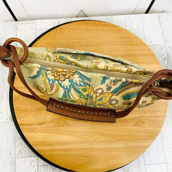 Liz Claiborne Linen Canvas Paisley Floral Shoulder Mini Hobo Bag - Picture 9 of 16